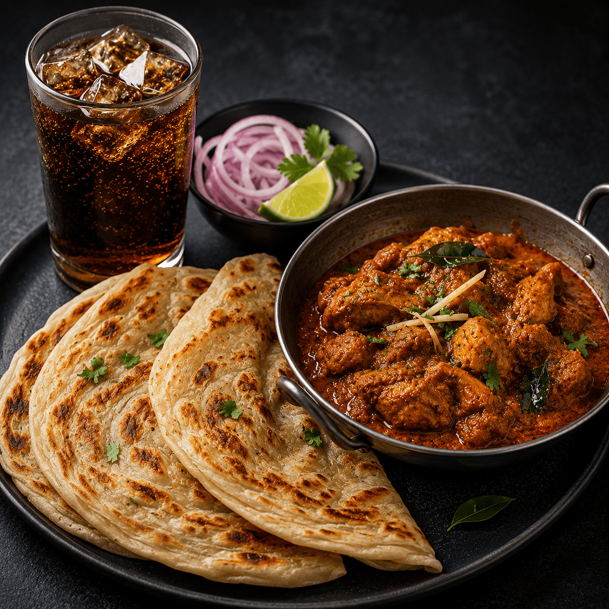 COMBO - 2 Paratha/Chapathi + Chicken Chettinad + Pop